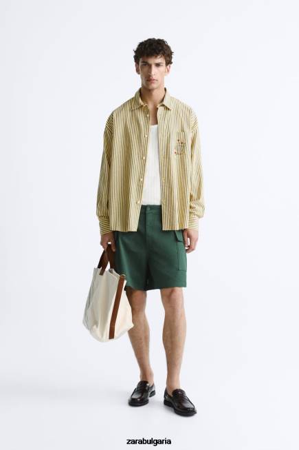 Zara аксесоари 66FT1312 мъже платнена/кожена чанта - лимитирана серия мръсно бяло