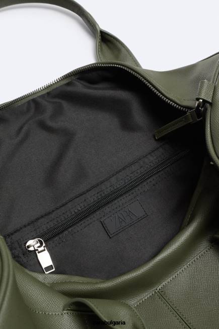 Zara аксесоари 66FT1328 мъже текстурирана спортна чанта зелено