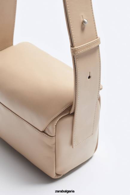 Zara аксесоари 66FT1331 мъже кожена чанта за кръст - лимитирана серия бяла кост