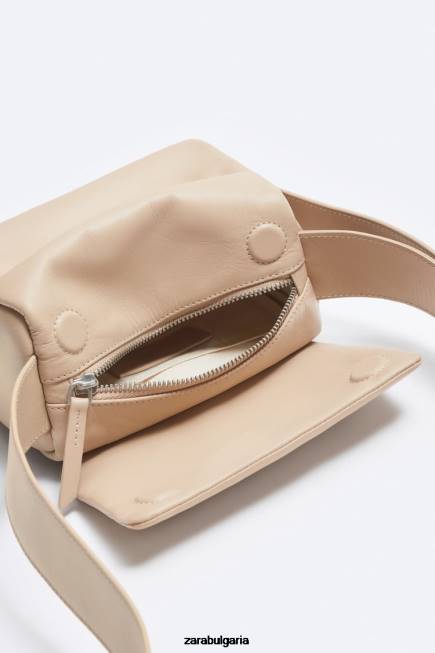 Zara аксесоари 66FT1331 мъже кожена чанта за кръст - лимитирана серия бяла кост