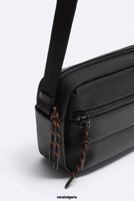 Zara аксесоари 66FT1333 мъже гумирана чанта през рамо черен