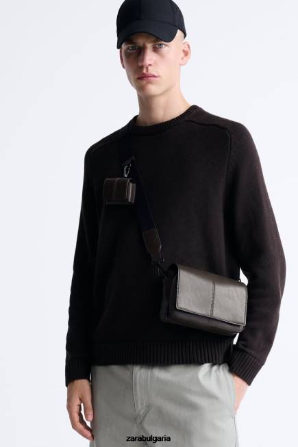 Zara аксесоари 66FT1334 мъже чанта през рамо с портмоне за монети кафяво