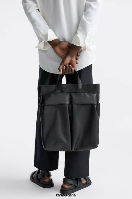 Zara аксесоари 66FT1336 мъже мека чанта с двоен джоб черен