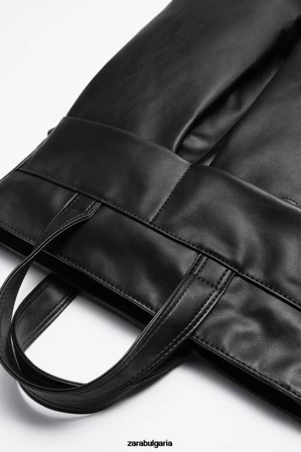 Zara аксесоари 66FT1336 мъже мека чанта с двоен джоб черен