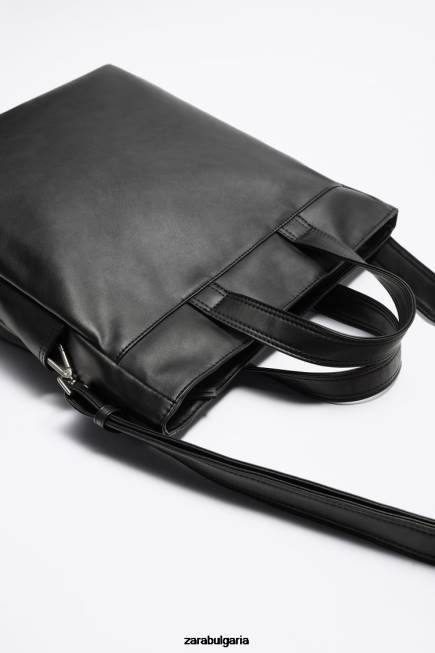 Zara аксесоари 66FT1336 мъже мека чанта с двоен джоб черен