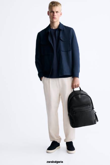 Zara аксесоари 66FT1338 мъже текстурирана раница черен