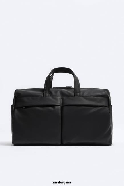 Zara аксесоари 66FT1339 мъже текстурирана спортна чанта черен
