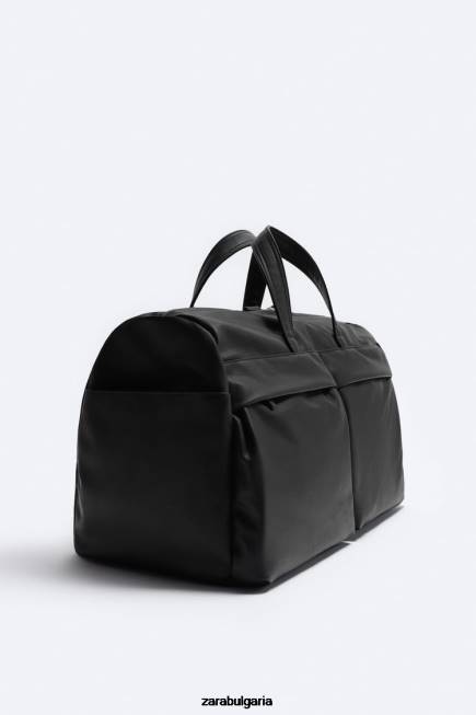 Zara аксесоари 66FT1339 мъже текстурирана спортна чанта черен
