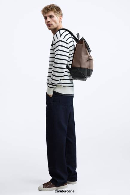 Zara аксесоари 66FT1347 мъже раница с гумирани капаци пясъчно кафяво