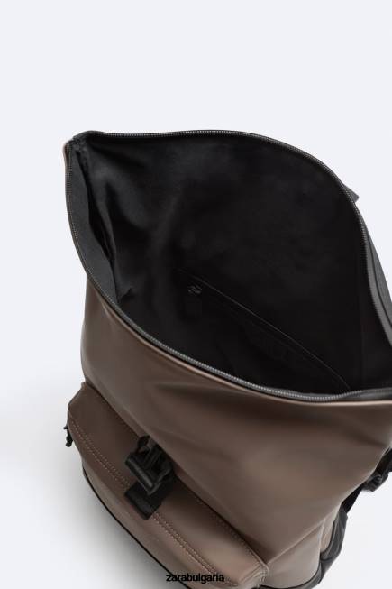 Zara аксесоари 66FT1347 мъже раница с гумирани капаци пясъчно кафяво