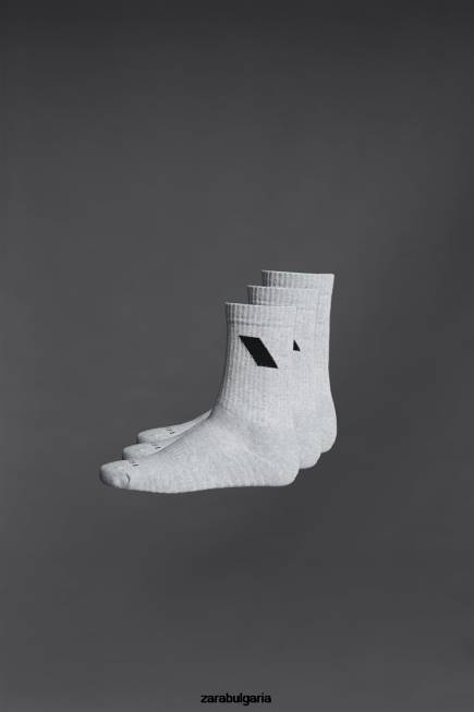 Zara аксесоари 66FT1409 мъже 3 пакета спортни чорапи сив мергел