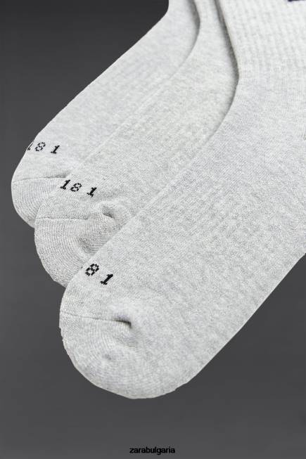 Zara аксесоари 66FT1409 мъже 3 пакета спортни чорапи сив мергел