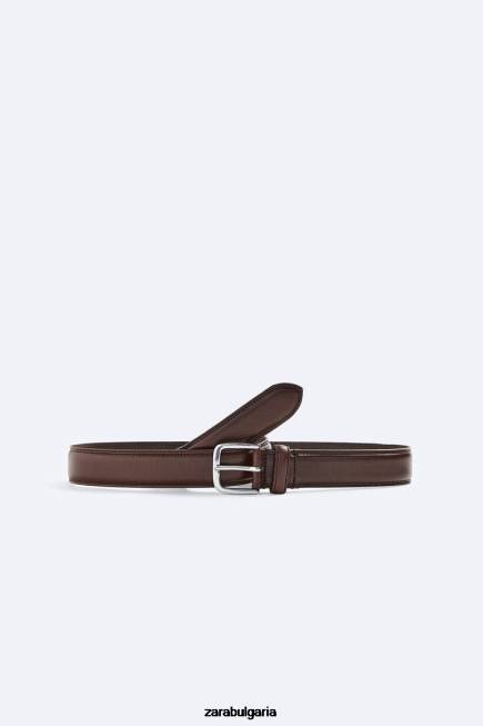 Zara аксесоари 66FT1458 мъже кожен колан за рокля кафяво