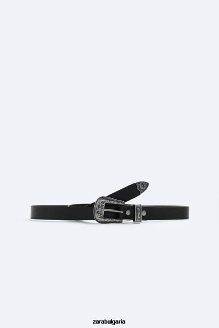 Zara аксесоари 66FT1464 мъже кожен колан черен