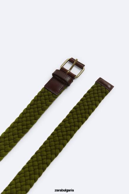 Zara аксесоари 66FT1472 мъже тъкан колан зелено