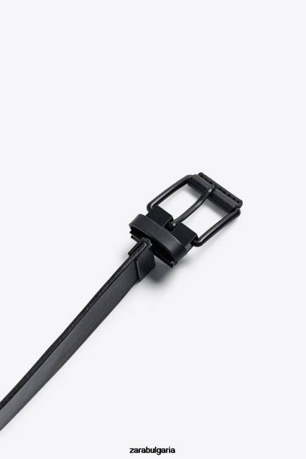 Zara аксесоари 66FT1475 мъже двустранен кожен колан черен