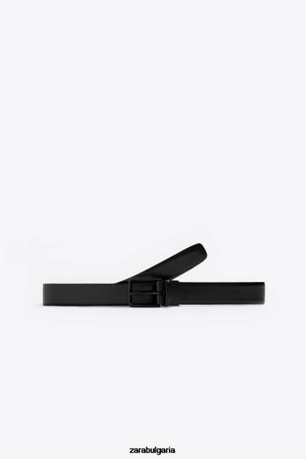 Zara аксесоари 66FT1476 мъже двустранен кожен колан черен