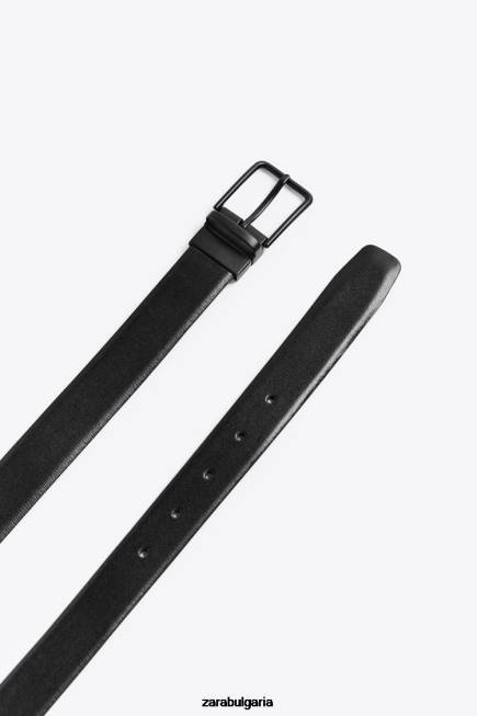 Zara аксесоари 66FT1476 мъже двустранен кожен колан черен