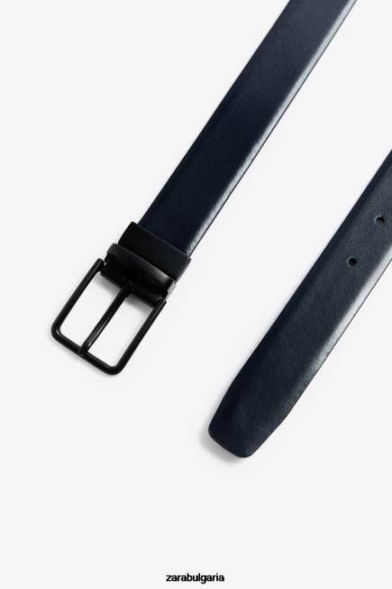 Zara аксесоари 66FT1476 мъже двустранен кожен колан черен