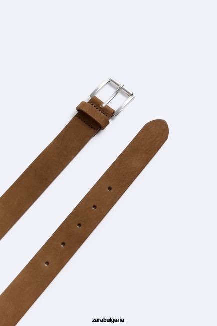 Zara аксесоари 66FT1480 мъже кожен колан тютюн