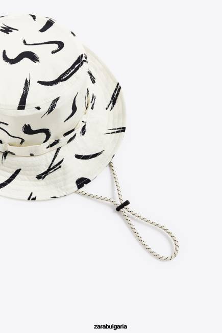 Zara аксесоари 66FT1444 мъже шапка с абстрактен принт екрю