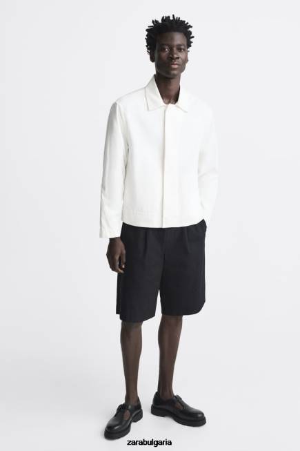 Zara обувки 66FT1263 мъже кожени обувки в клетка черен