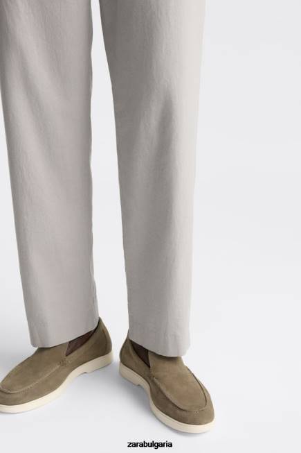 Zara обувки 66FT1271 мъже ежедневни велурени мокасини тъмно кафяво