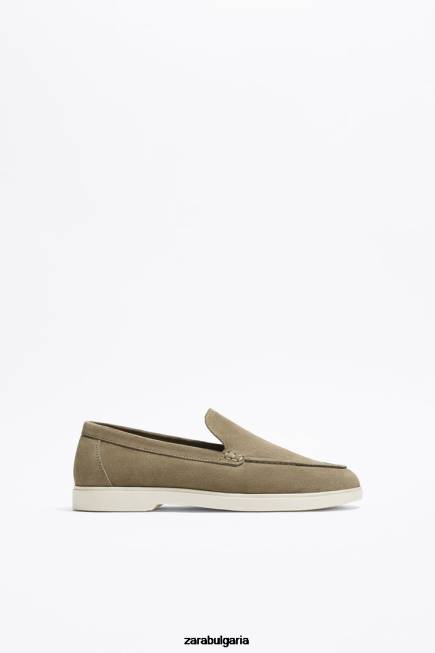 Zara обувки 66FT1271 мъже ежедневни велурени мокасини тъмно кафяво