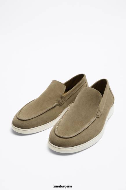Zara обувки 66FT1271 мъже ежедневни велурени мокасини тъмно кафяво