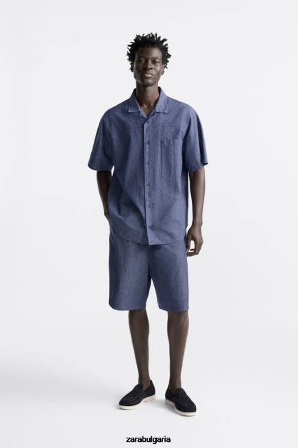 Zara обувки 66FT1272 мъже ежедневни велурени мокасини тъмно синьо