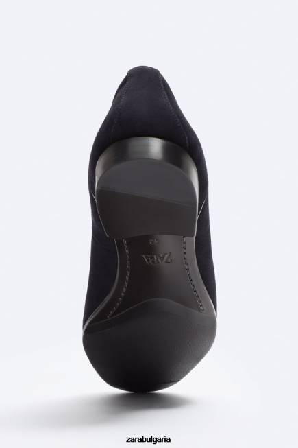 Zara обувки 66FT1275 мъже велурени мокасини с пискюли син