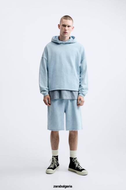 Zara облекло 66FT1084 мъже изпрани шорти за джогинг синьо/бяло