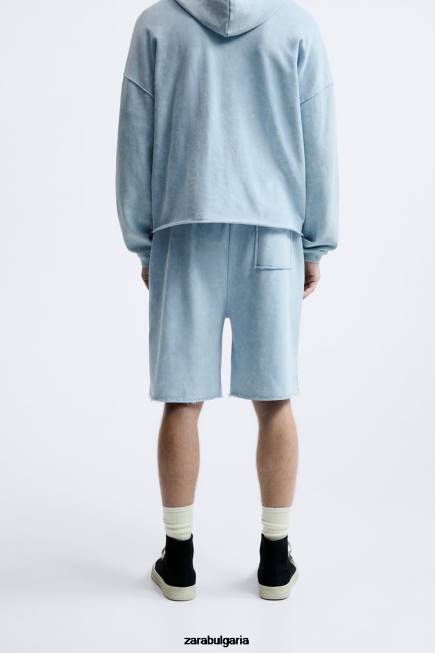 Zara облекло 66FT1084 мъже изпрани шорти за джогинг синьо/бяло