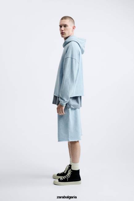 Zara облекло 66FT1084 мъже изпрани шорти за джогинг синьо/бяло