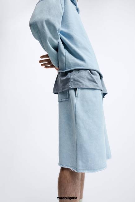 Zara облекло 66FT1084 мъже изпрани шорти за джогинг синьо/бяло