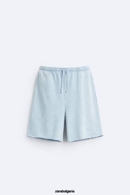 Zara облекло 66FT1084 мъже изпрани шорти за джогинг синьо/бяло