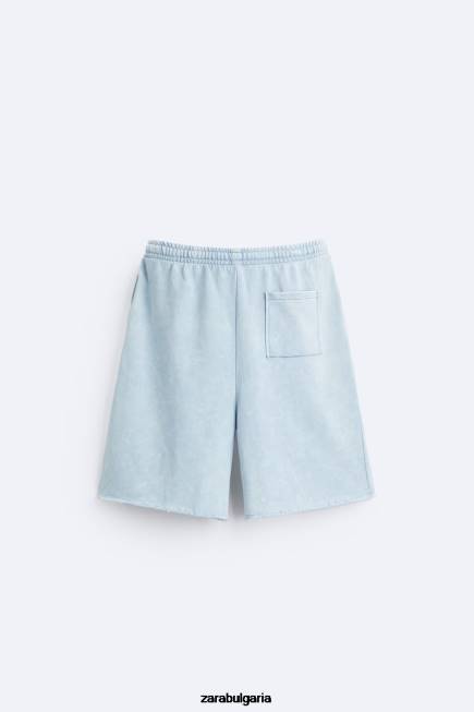 Zara облекло 66FT1084 мъже изпрани шорти за джогинг синьо/бяло