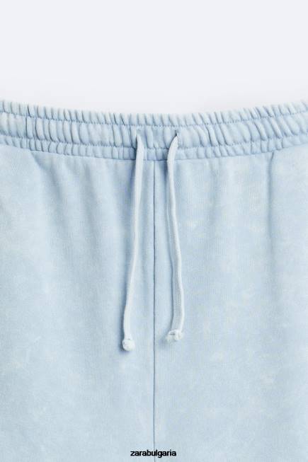 Zara облекло 66FT1084 мъже изпрани шорти за джогинг синьо/бяло