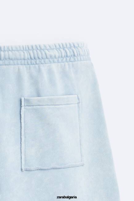 Zara облекло 66FT1084 мъже изпрани шорти за джогинг синьо/бяло