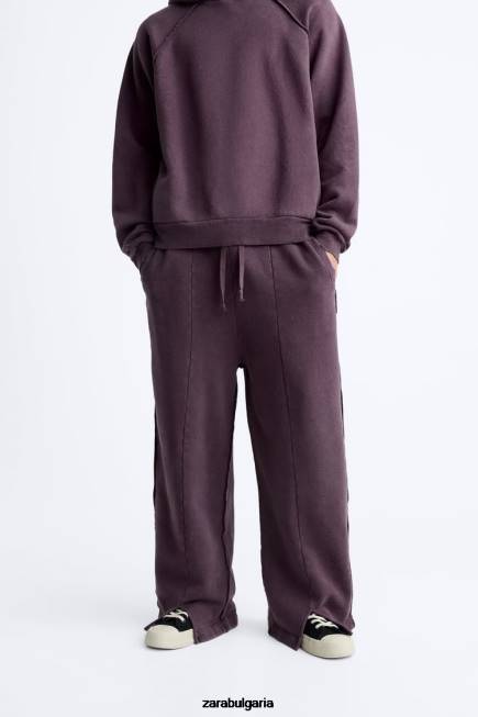 Zara облекло 66FT1085 мъже скъсани изпрани панталони за джогинг кестеняво