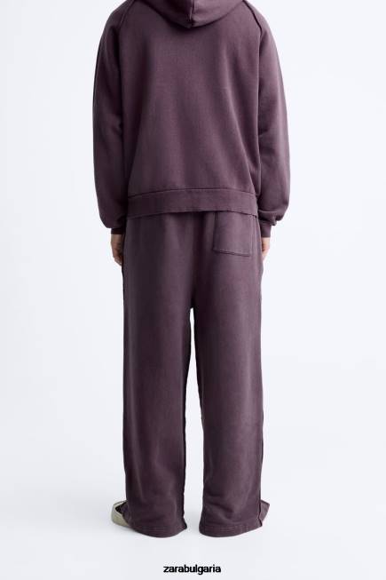 Zara облекло 66FT1085 мъже скъсани изпрани панталони за джогинг кестеняво