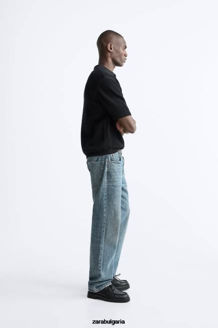 Zara облекло 66FT1025 мъже плетени на една кука поло черен