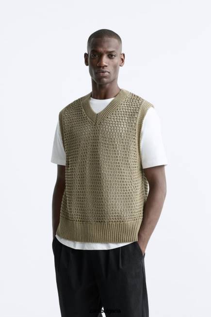 Zara облекло 66FT1033 мъже плетена на една кука жилетка кафяво/сива