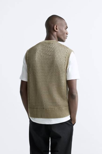 Zara облекло 66FT1033 мъже плетена на една кука жилетка кафяво/сива