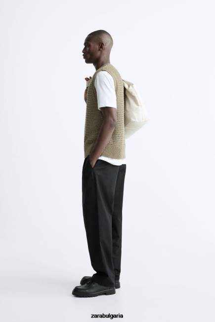 Zara облекло 66FT1033 мъже плетена на една кука жилетка кафяво/сива