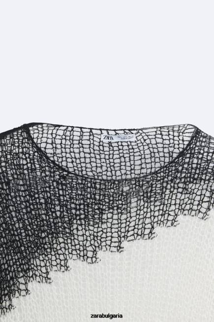 Zara облекло 66FT1036 мъже структуриран пуловер с падащ бод черен