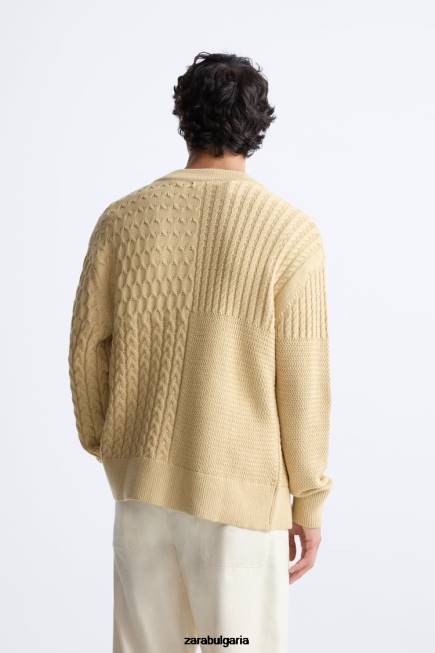 Zara облекло 66FT1041 мъже жилетка със смесени шевове пясък