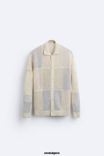 Zara облекло 66FT1043 мъже текстурирана жилетка за плетене на една кука камък