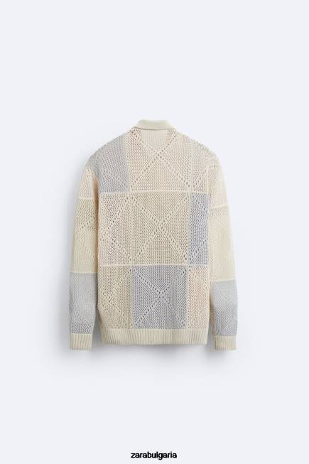 Zara облекло 66FT1043 мъже текстурирана жилетка за плетене на една кука камък