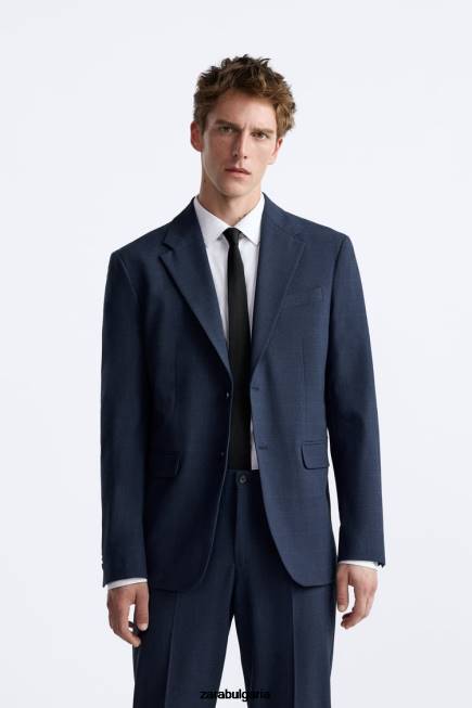 Zara облекло 66FT1137 мъже карирано сако синкав